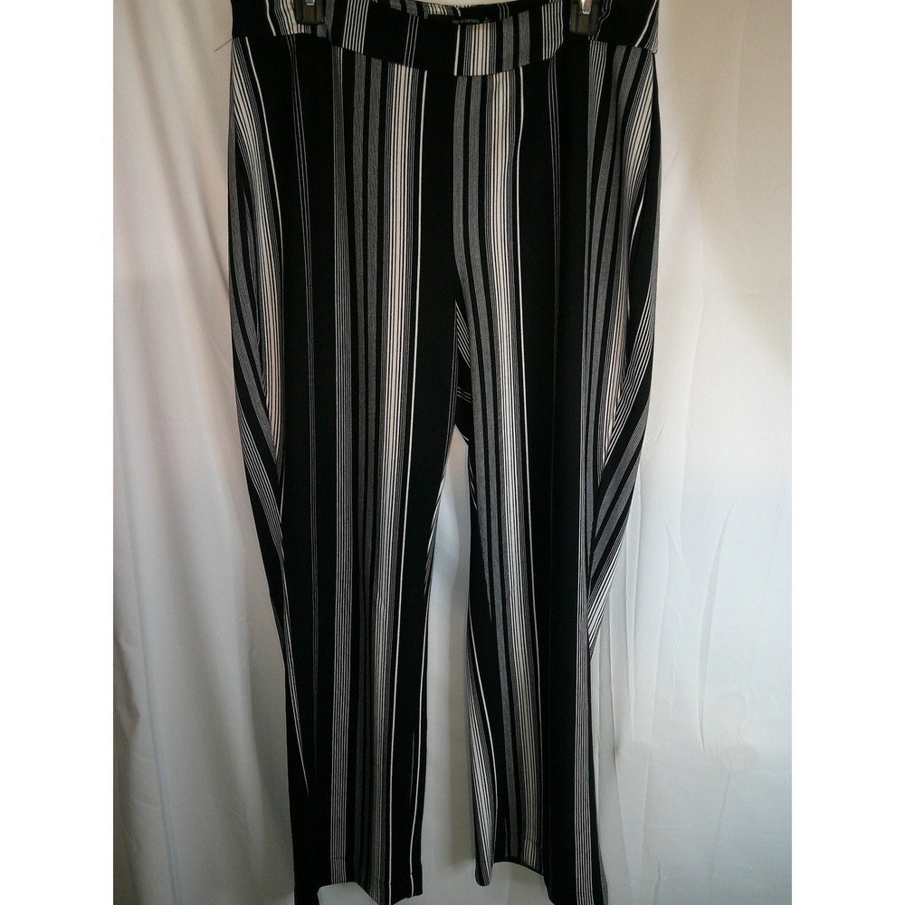 Harve Benard Striped Pants Career Casual Pull On‎ Black White XL